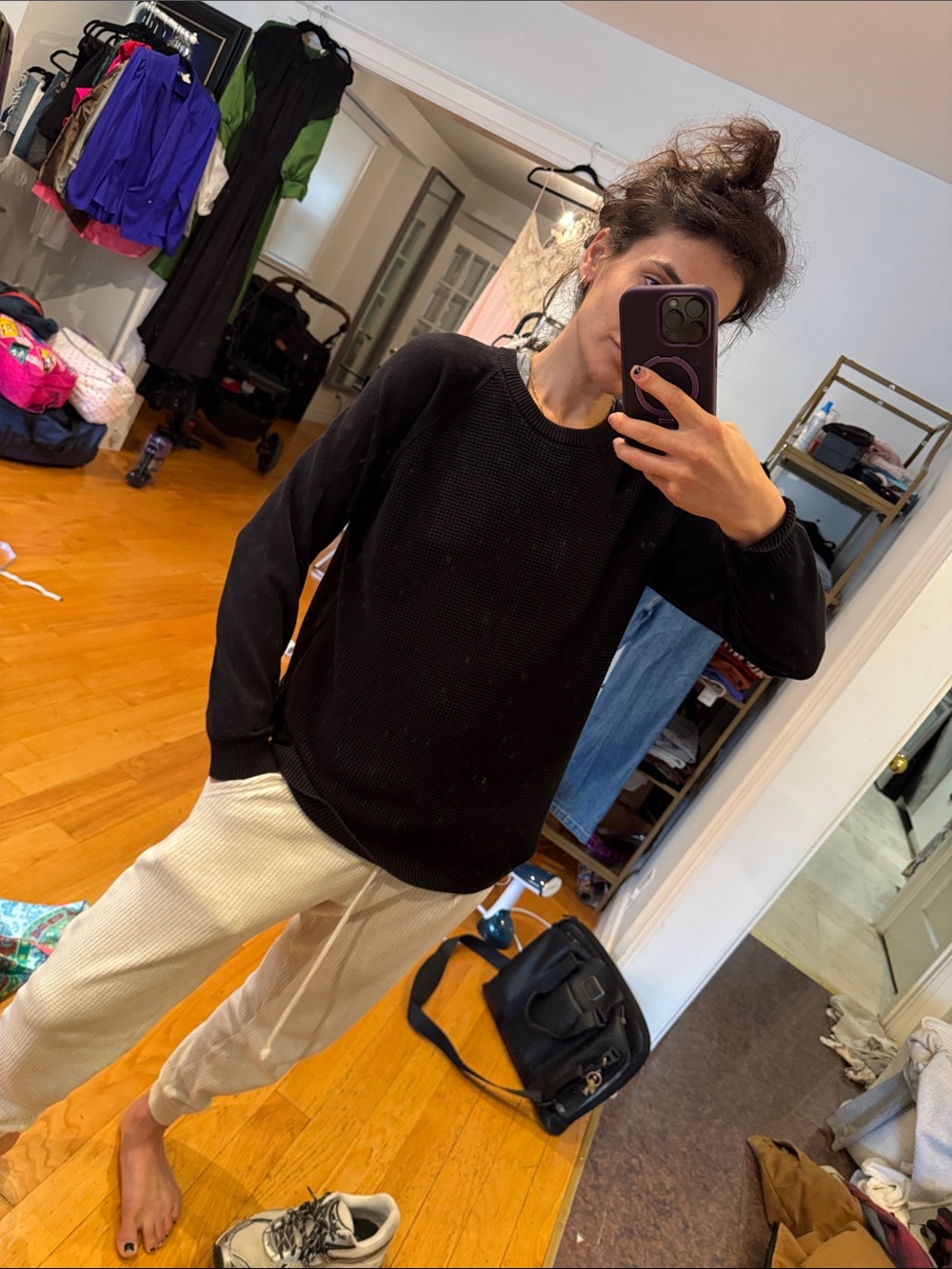 Gianni feraud $150 waffle cozy crew 100% cotton JG